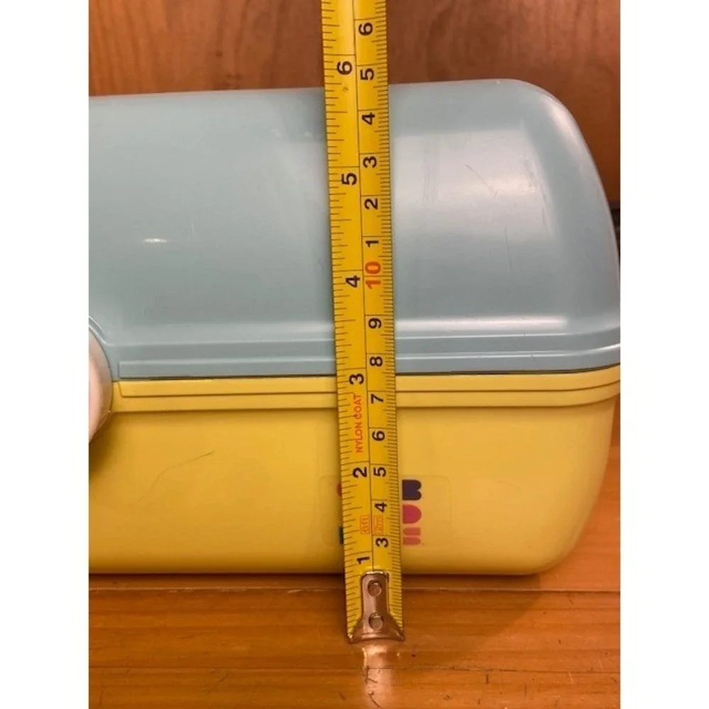 Vintage Caboodles Makeup Organizer Case Blue Yellow Two Tone Mirror 90s Retro